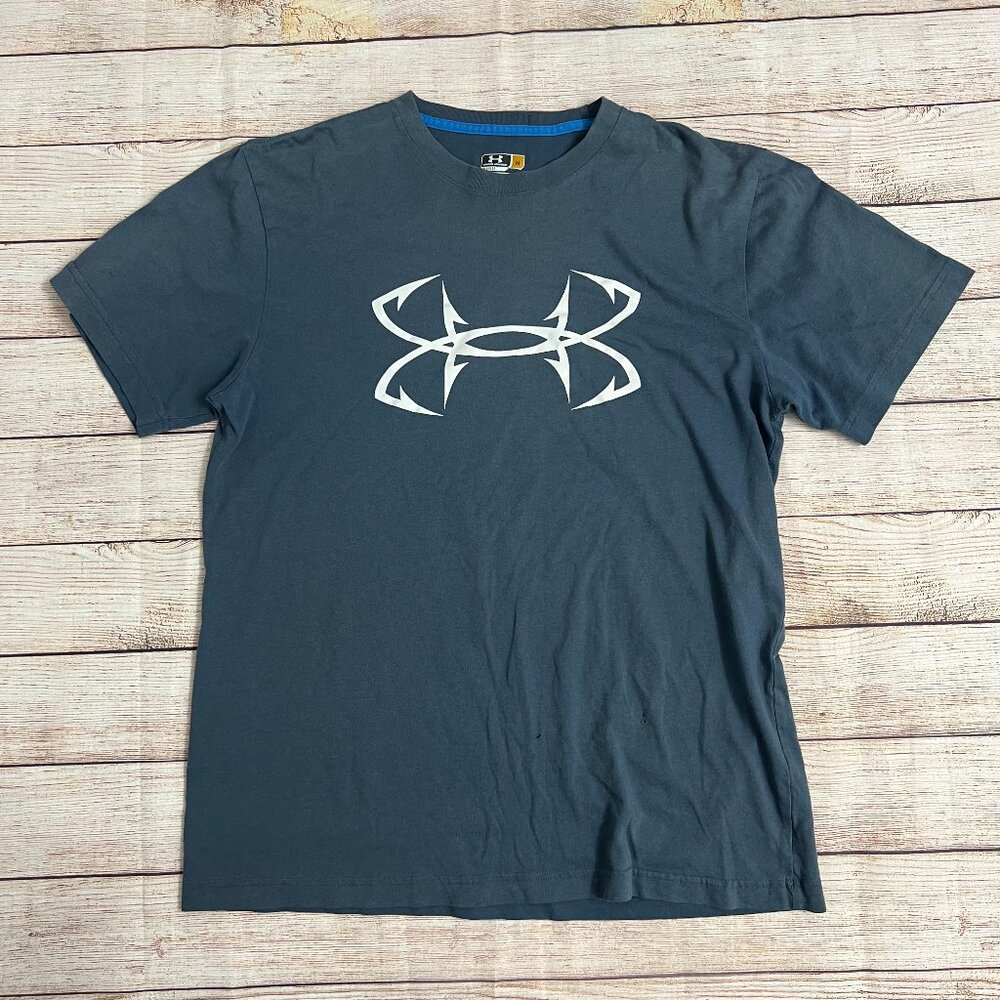 Under‎ Armour T-Shirt Mens Medium Blue Graphic Short Sleeve Logo Tee